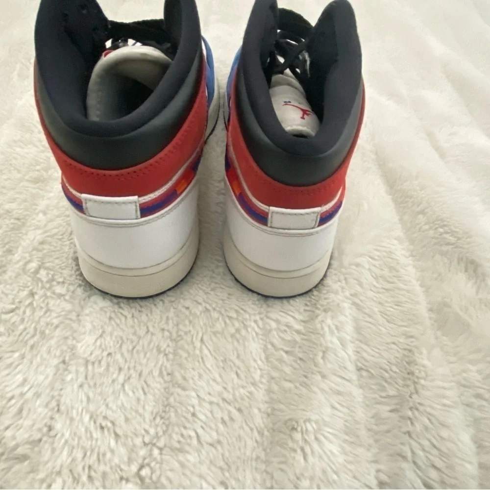 Jordan 1 Mid Rush Blue University Red GS Sneakers Shoes Size 6Y